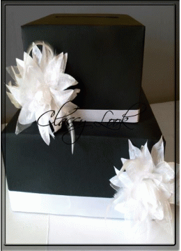 Кутия за сватбени подаръци в черно- модел Black and White